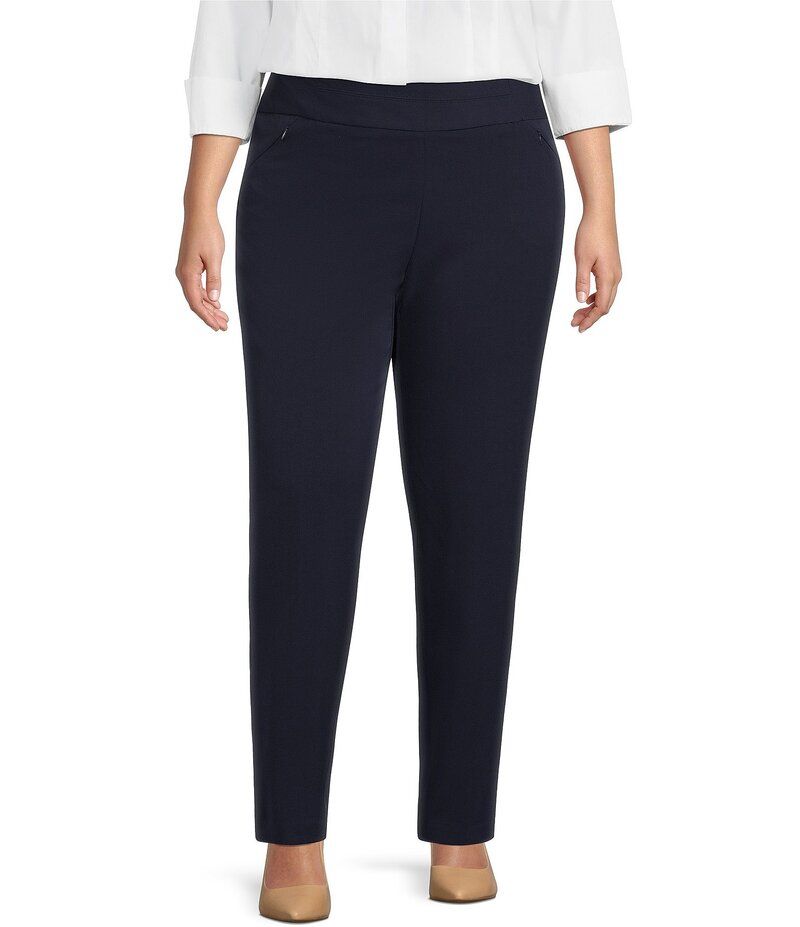 インベストメンツ レディース ボトムス カジュアルパンツ ストレート プラスサイズ パンツ Investments Plus Size the PARK AVE fit PullOn Straight Leg Pants Dark Navy ネイビー