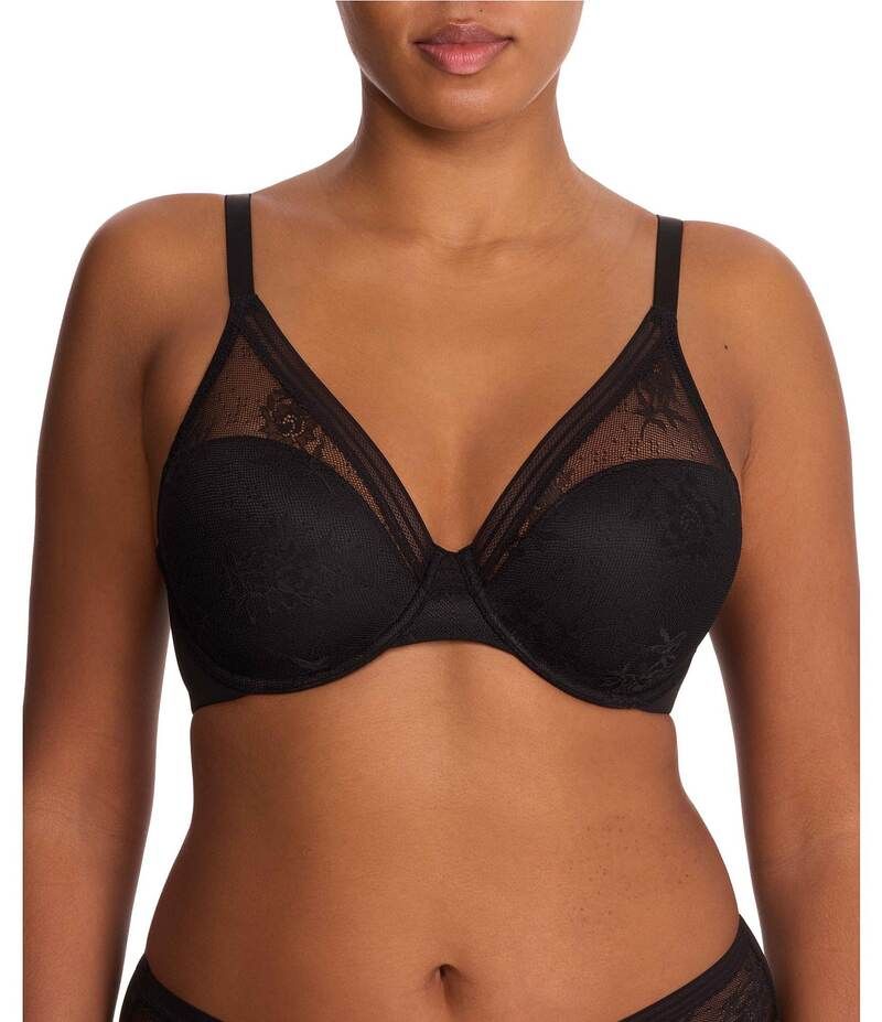 ナトリ レディース アンダーウェア ブラジャー Tシャツ レース Natori Love Lace Full Coverage Plunge Tshirt Bra Black ブラック