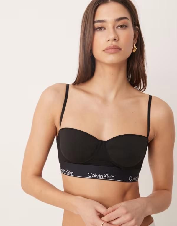 カルバンクライン レディース アンダーウェア ブラジャー コットン Calvin Klein Icon Cotton Modalightly lined balconette bra Black ブラック