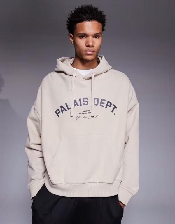 リバーアイランド メンズ アウター パーカー・スウェット パーカー グラフィック River Island Palais Dept graphic hoodie in ecru ECRU エクリュ