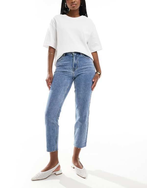 オンリー レディース ボトムス デニムパンツ ストレート ジーンズ ONLY Emily high waisted straight leg jeans in light wash Light Blue Denim デニム