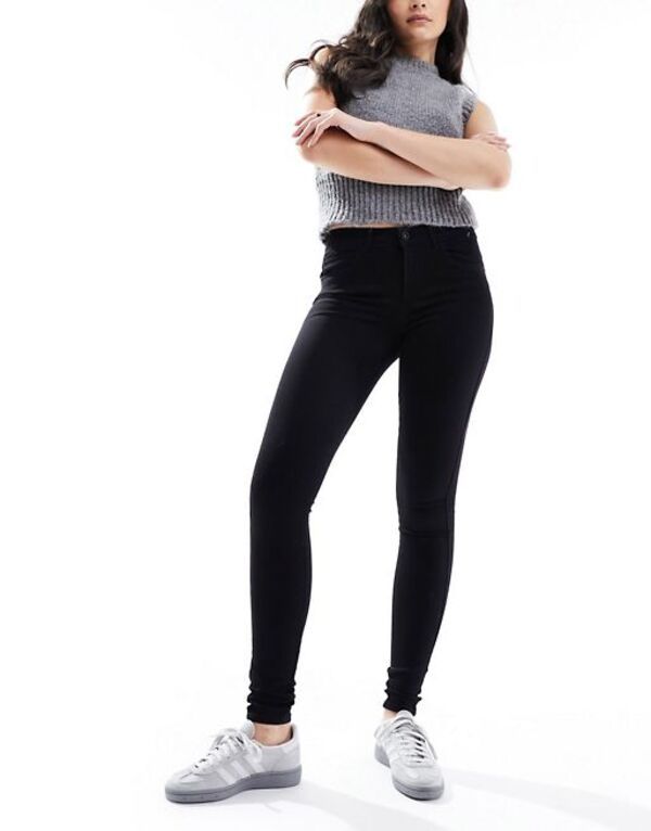 オンリー レディース ボトムス デニムパンツ ジーンズ ONLY Royal regular waist skinny jeans Black ブラック