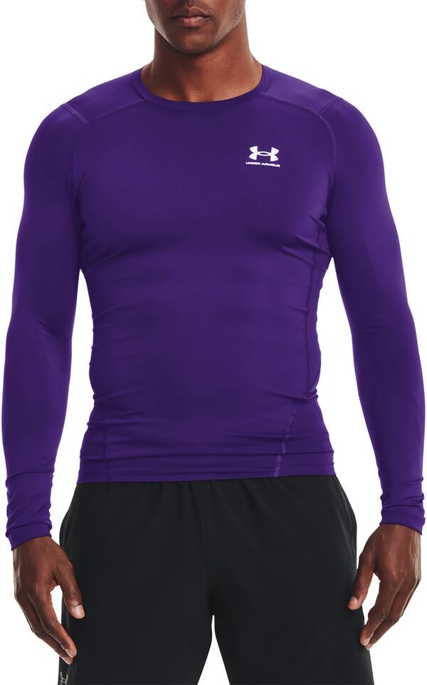 アンダーアーマー メンズ トップス シャツ Under Armour Mens HeatGear Compression Long Sleeve Shirt PurpleWhite ホワイト