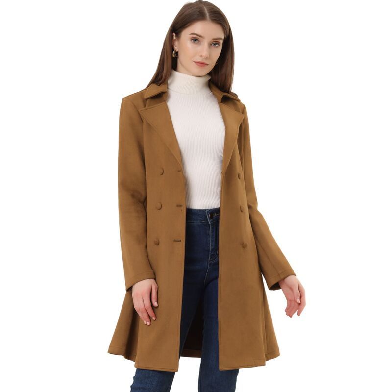 アレグラ ケー レディース アウター ジャケット・ブルゾン コート ALLEGRA K Womens Notched Lapel Double Breasted Elegant Winter Long Coat Brown ブラウン