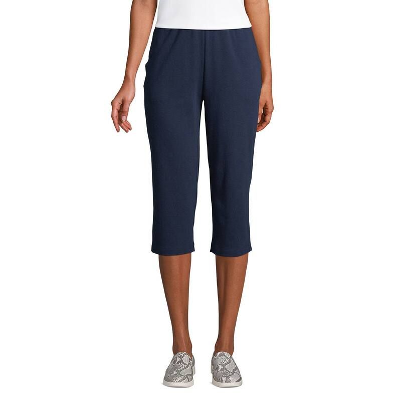 ランズエンド レディース ボトムス カジュアルパンツ ハイウエスト プチ キャップ Petite Lands End Sport High Waist PullOn Capri Pants Radiant Navy ネイビー