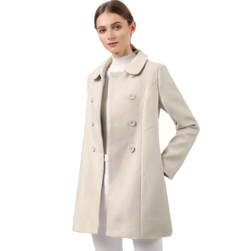 アレグラ ケー レディース アウター ジャケット・ブルゾン コート ALLEGRA K Womens Peter Pan Collar Double Breasted Long Sleeve Winter Coat Beige ベージュ