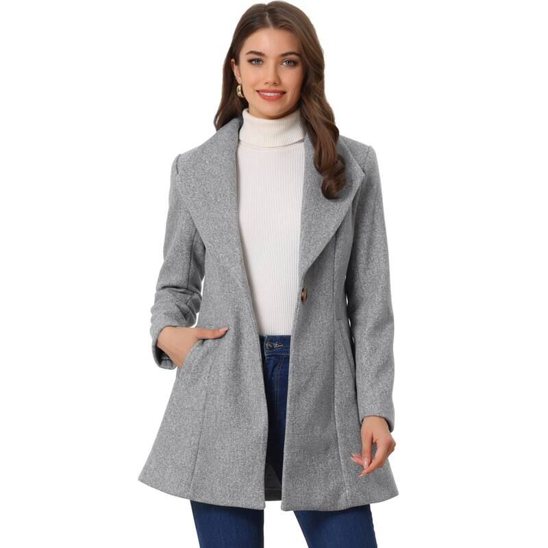 アレグラ ケー レディース アウター ジャケット・ブルゾン コート ALLEGRA K Womenshawl Collar Button Casualong Overcoat Grey グレー