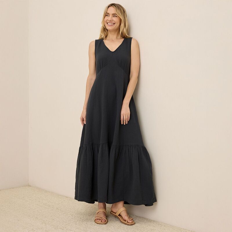 パクト レディース トップス ワンピース コットン Pact Coastal Double Gauze Beach To Brunch Dress Made With Organicotton Black ブラック