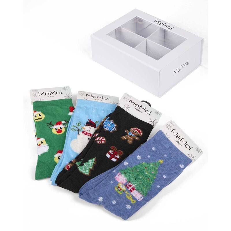 メモイ レディース アンダーウェア 靴下 MeMoi 4 Pair Womens Christmas Novelty Crew Socks Gift Set Multi マルチカラー