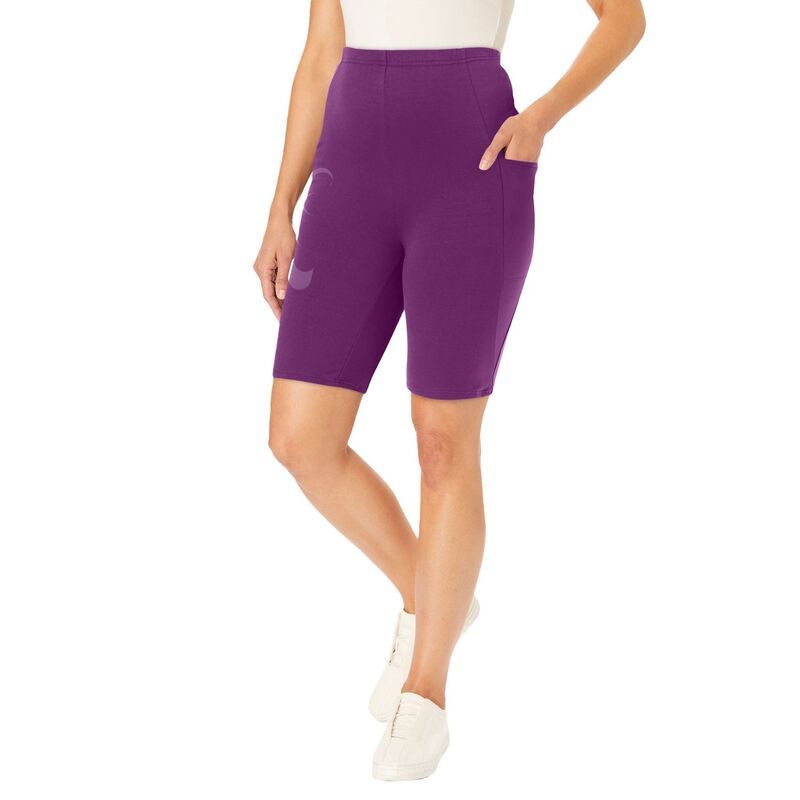 ウーマン ウィズイン レディース ボトムス ハーフパンツ・ショーツ プラスサイズ Woman Within Womens Plusize Pocket Bike Short Plum Purple パープル