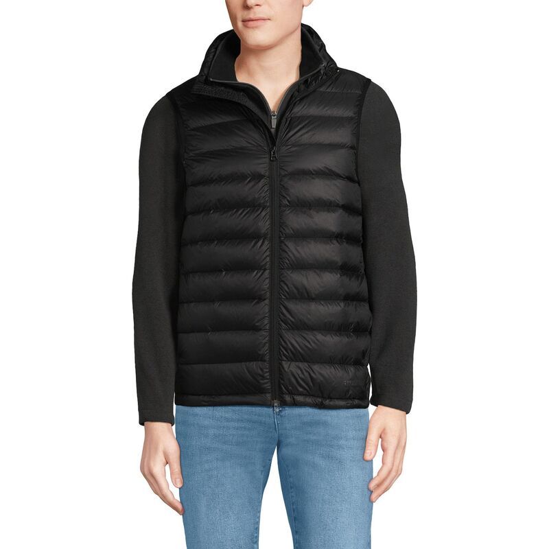 ランズエンド メンズ アウター ジャケット・ブルゾン ベスト ダウン Mens Lands End Wanderweight Down Puffer Vest Black ブラック