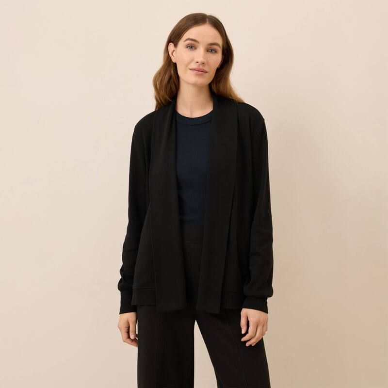 パクト レディース アウター ニット・セーター ドレープ コットン カーディガン Pact Organicotton Airplane Short Drape Cardigan Black ブラック