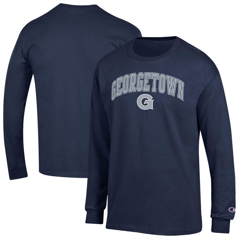チャンピオン メンズ トップス Tシャツ ロゴ MensChampionavy Georgetown Hoyas Arch Over Logo Long Sleeve TShirt Grg Navy ネイビー