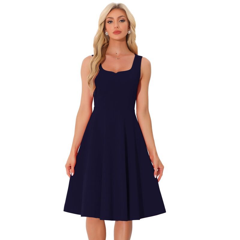 アレグラ ケー レディース トップス ワンピース ヴィンテージ ノースリーブ ALLEGRA K Vintage Swing Dress For Womensweetheart Neck Sleeveless Fit And Flare Dresses Dar