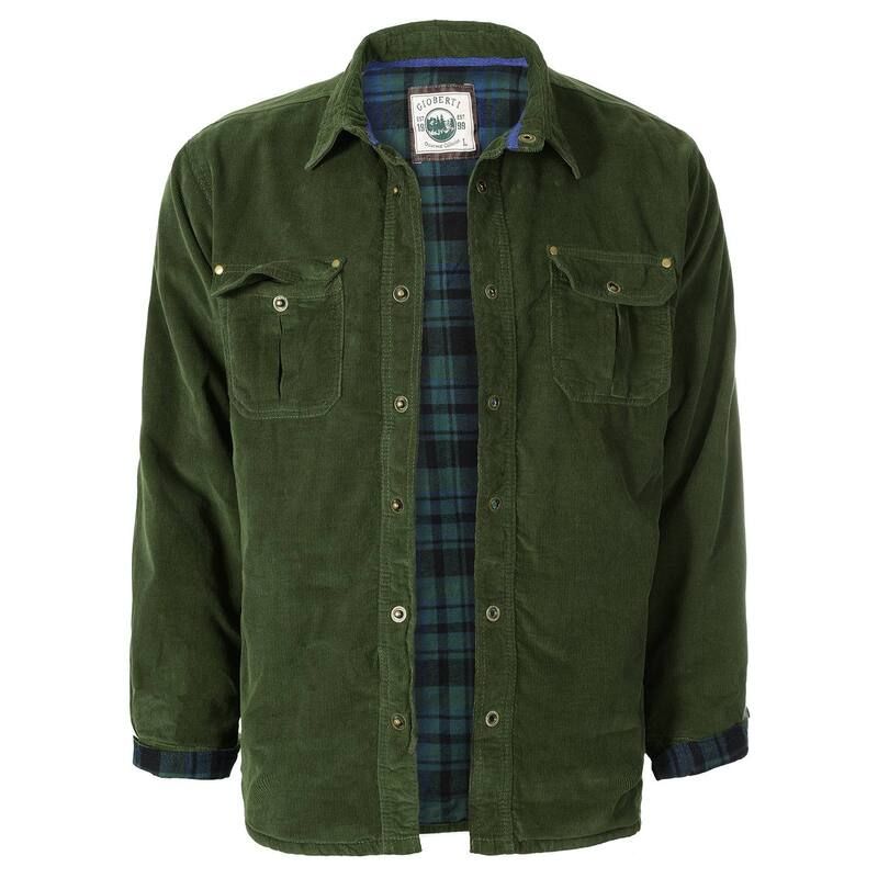 ジョベルティ メンズ アウター ジャケット・ブルゾン コーデュロイ シャツ Gioberti Mens Corduroy Shirt Jacket with Flannelining Forest Green グリーン