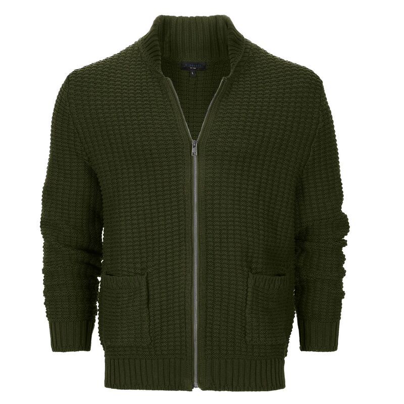 ジョベルティ メンズ アウター ニット・セーター コットン Gioberti Mens 100 Cotton Milano Knit Fullzip Sweater Olive オリーブ
