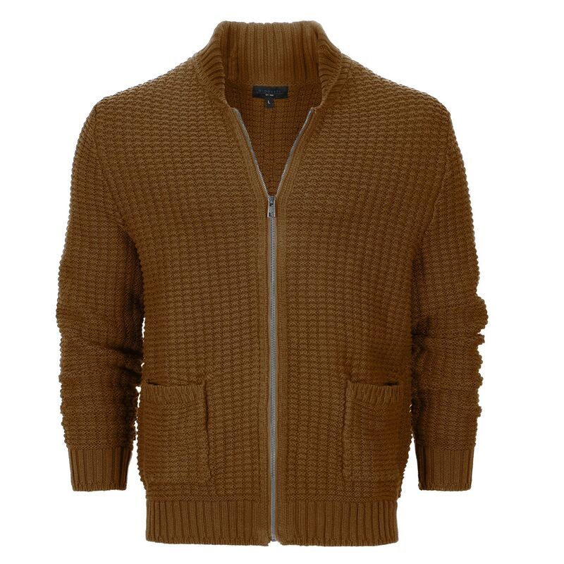 ジョベルティ メンズ アウター ニット・セーター コットン Gioberti Mens 100 Cotton Milano Knit Fullzip Sweater Camel キャメル