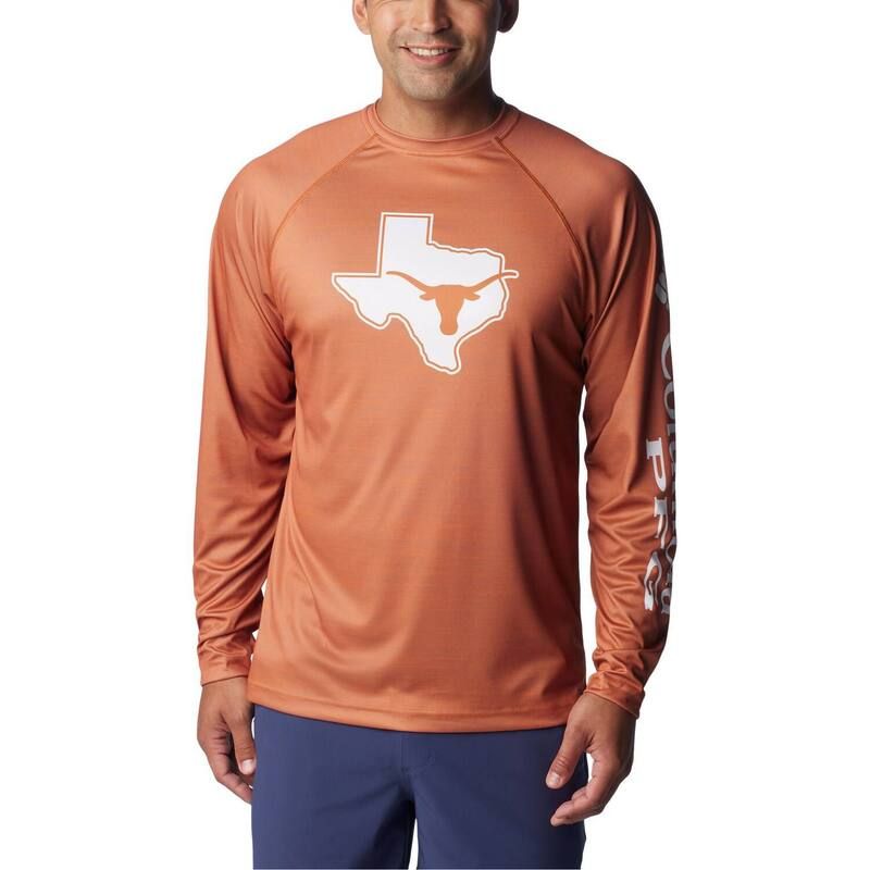 アンブランデッド メンズ トップス Tシャツ Unbranded Mens Columbia Texas Orange Texas Longhorns PFG Terminal Tackle OmniShade Raglan Long Sleeve TShir