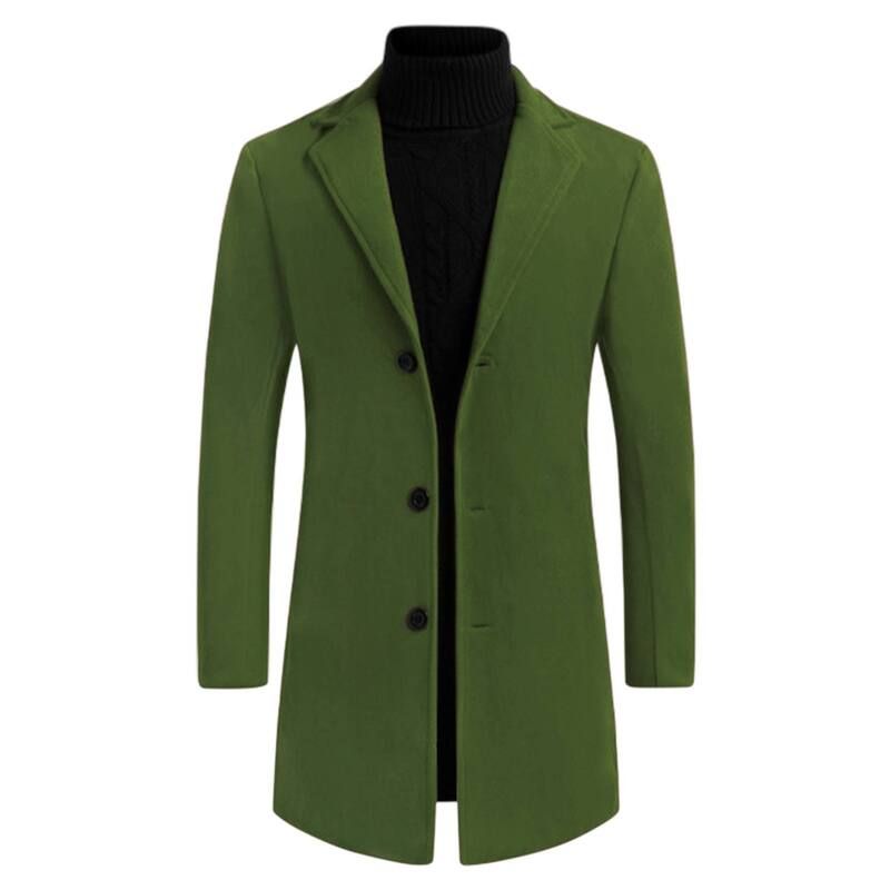 Lars Amadeus メンズ アウター ジャケット・ブルゾン スリムフィット コート Lars Amadeus Menslim Fit Notched Lapel Single Breasted Mid Length Overcoat Green グリーン