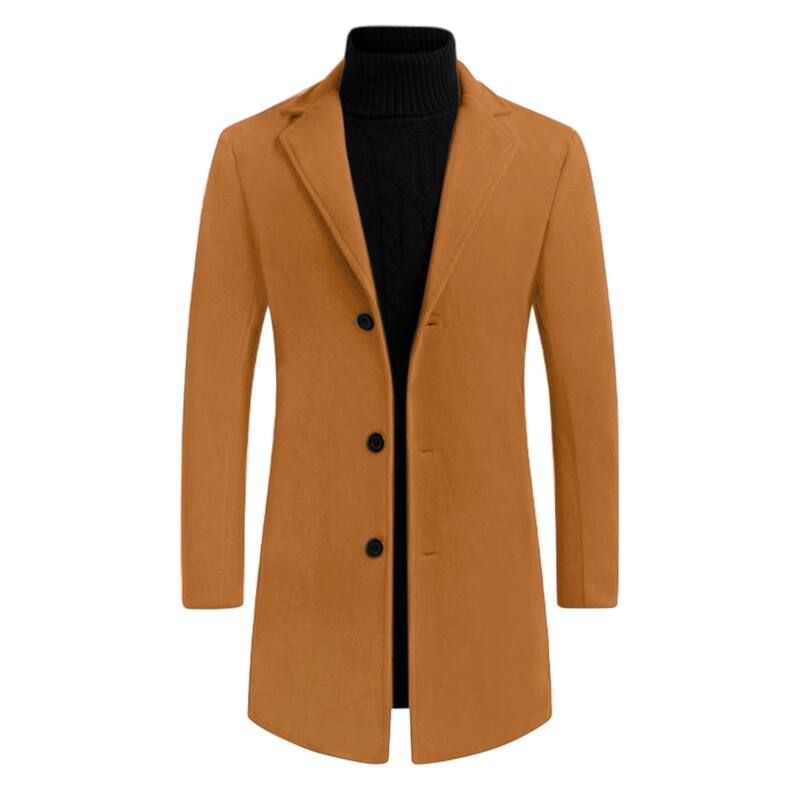 Lars Amadeus メンズ アウター ジャケット・ブルゾン スリムフィット コート Lars Amadeus Menslim Fit Notched Lapel Single Breasted Mid Length Overcoat Brown ブラウン