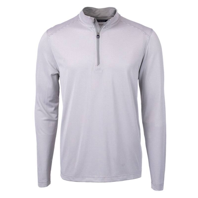 カッターアンドバック メンズ アウター ジャケット・ブルゾン ハーフジップ トール Cutter Buck Virtueco Pique Micro Stripe Recycled Mens Big Tall Quarter Zipolished ストライプ
