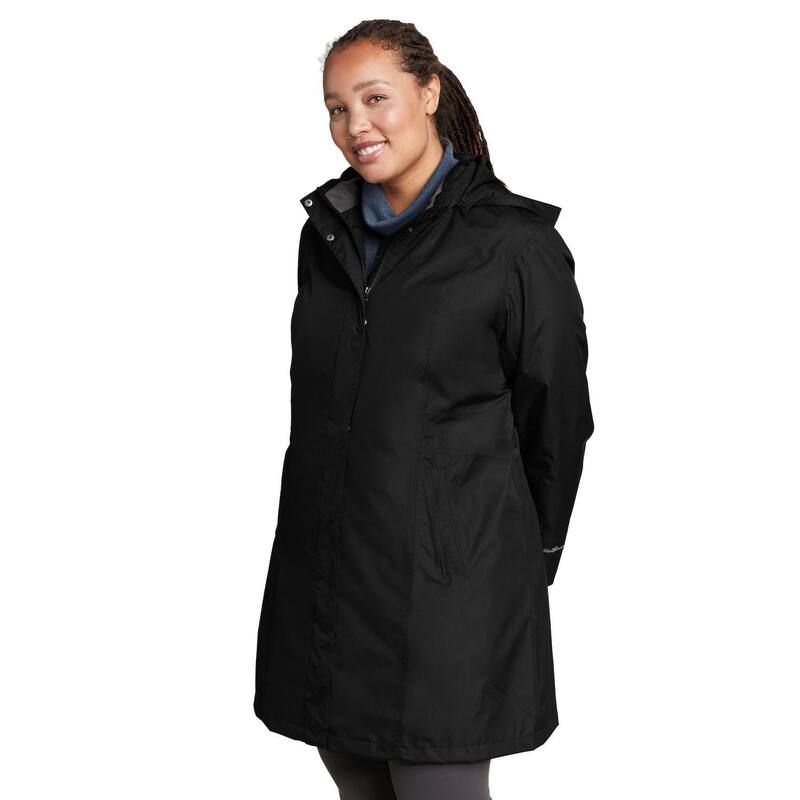 エディー バウアー レディース アウター ジャケット・ブルゾン プラスサイズ コート Plusizeddie Bauer Girl On The Go Trench Coat Black ブラック