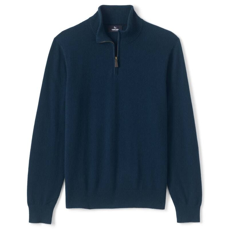 ランズエンド メンズ アウター ニット・セーター Mens Lands End Cashmere QuarterZip Sweateradiant Navy ネイビー