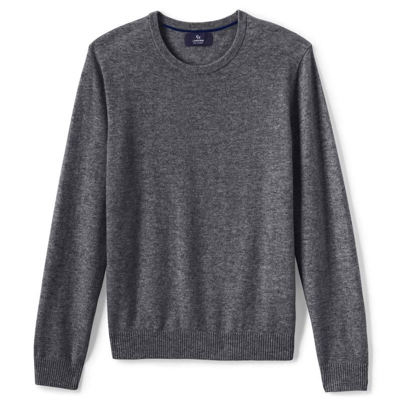 ランズエンド メンズ アウター ニット・セーター クルーネック Mens Lands End FineGauge Cashmere Crewneck Sweater Charcoal Heather チャコール