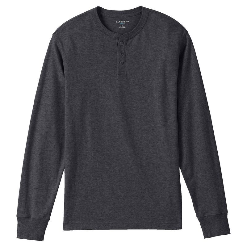 ランズエンド メンズ トップス Tシャツ Mens Lands End SuperT Henley Dark Charcoal Heather チャコール