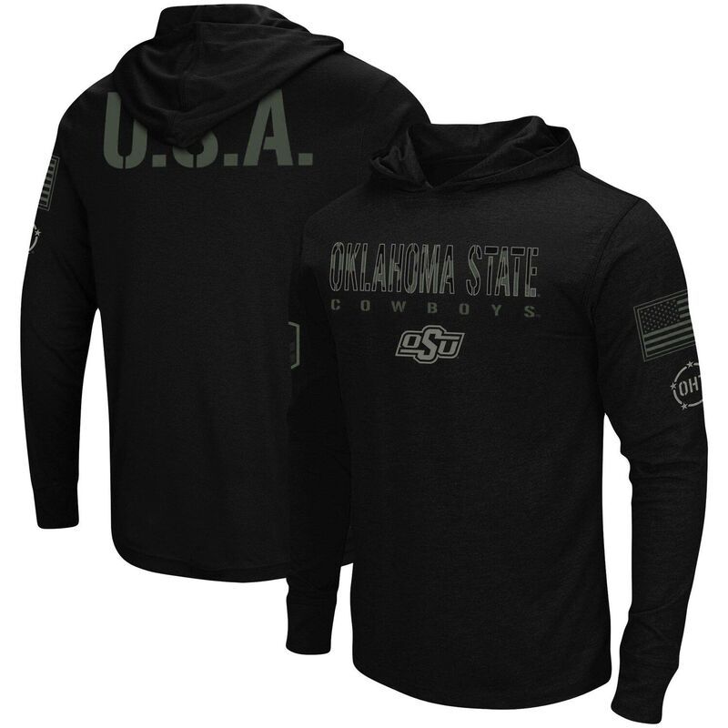 コロシアム メンズ トップス Tシャツ パーカー Mens Colosseum Black Oklahoma State Cowboys OHT Military Appreciation Hoodie Long Sleeve TShirt Oks Black