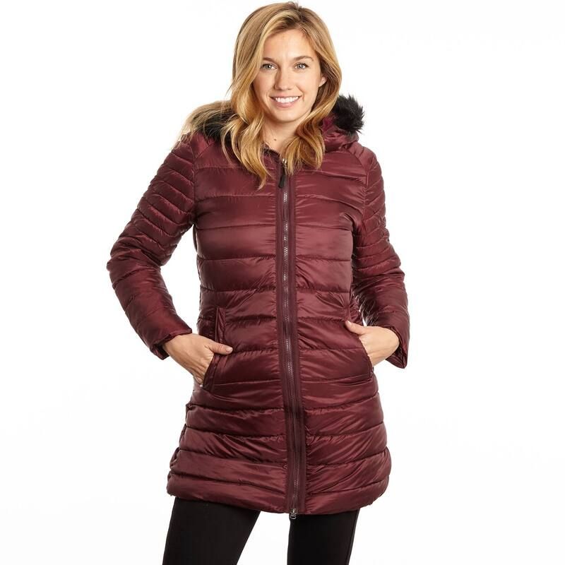 エクセルド レディース アウター ジャケット・ブルゾン プラスサイズ Plusizexcelled FauxFur Hooded Puffer Jacket Red レッド
