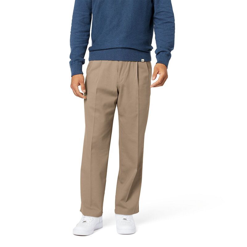 ドッカーズ メンズ ボトムス カジュアルパンツ プリーツ Mens Dockerstretch Easy Khaki ClassicFit Pleated Pants Dark Pebble カーキ