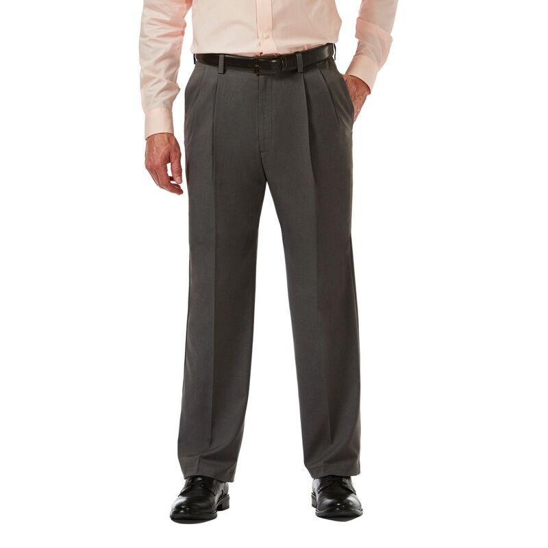 ハガー メンズ ボトムス カジュアルパンツ プリーツ Mens Haggar Cool 18 PRO ClassicFit WrinkleFree Pleated Expandable Waist Pants Charcoal Heather チャコール