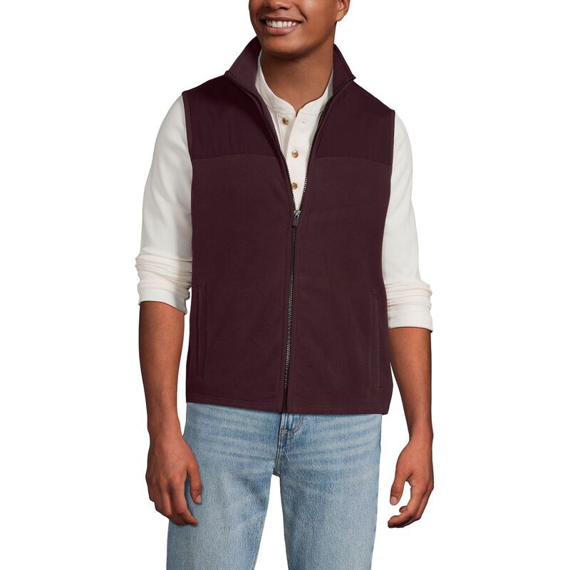 ランズエンド メンズ アウター ジャケット・ブルゾン ベスト フリース Mens Lands End AnyweatherainDefense Fleece Vest Lush Burgundy バーガンディ