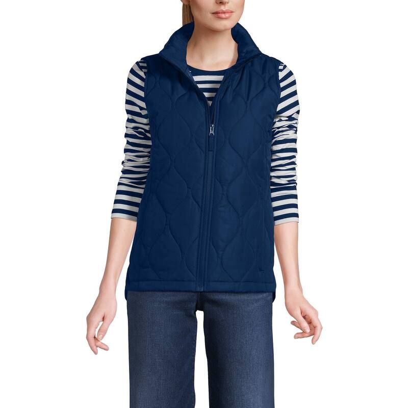 ランズエンド レディース アウター ジャケット・ブルゾン キルティング トール ベスト Womens Tallands End FeatherFree Quilted Insulated Vest Deep Sea Navy ネイビー