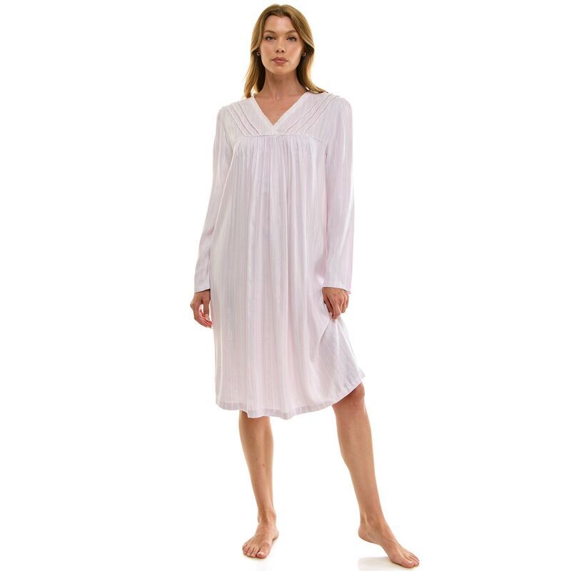 クロフト＆バロー レディース アンダーウェア ナイトウェア Womens Croft Barrow Long Sleeve Sleep Gown Twinkle Twill Stripe ストライプ