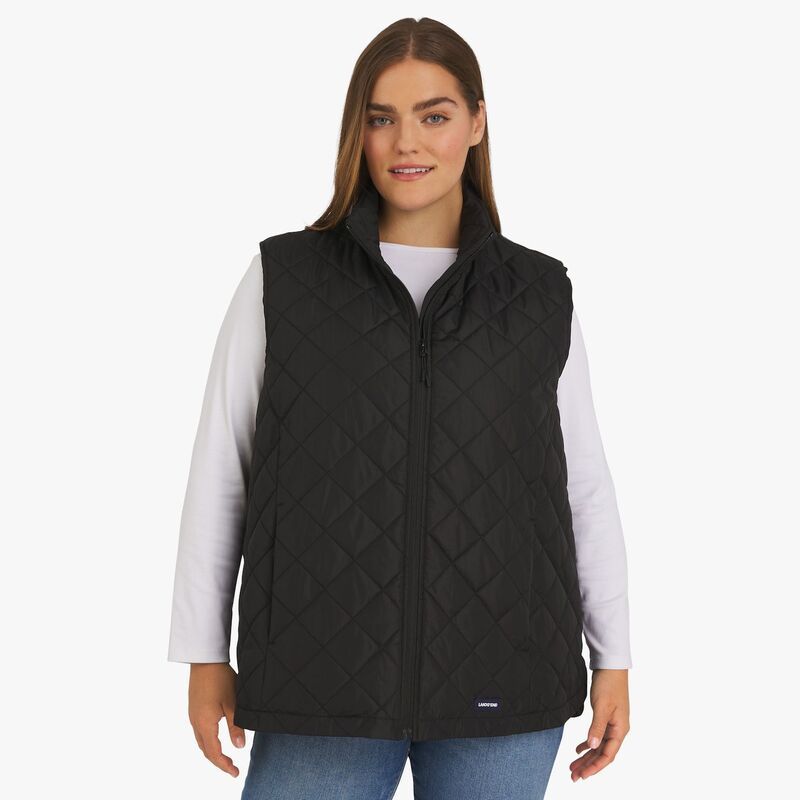 ランズエンド レディース アウター ジャケット・ブルゾン プラスサイズ ベスト Plusize Lands End Insulated Puffer Vest Black ブラック