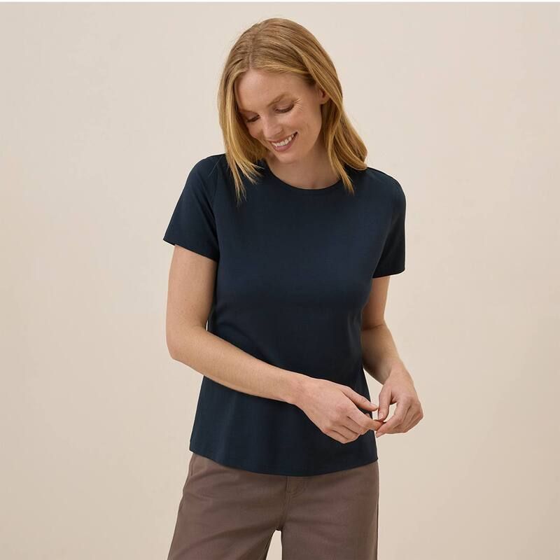 パクト レディース トップス Tシャツ ジャージー Pact Luxe Stretch Jersey Slim Tee Midnight Blue ブルー