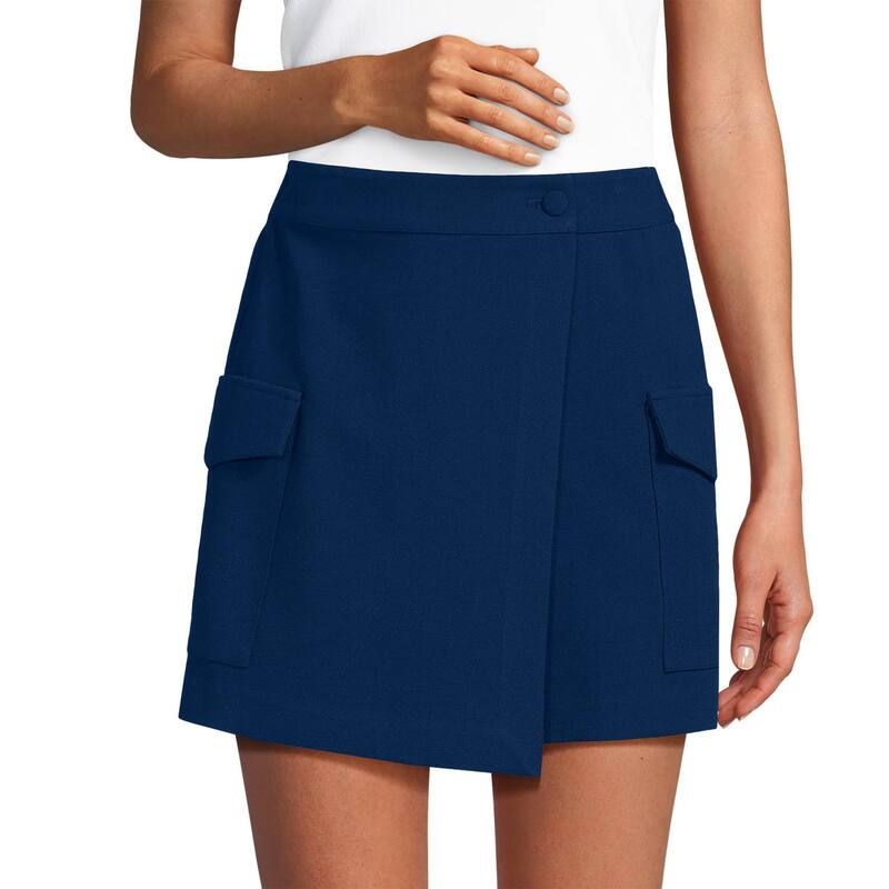 ランズエンド レディース ボトムスカート クレープ Womens Lands End Crepe Above the Knee Skort Deep Sea Navy ネイビー