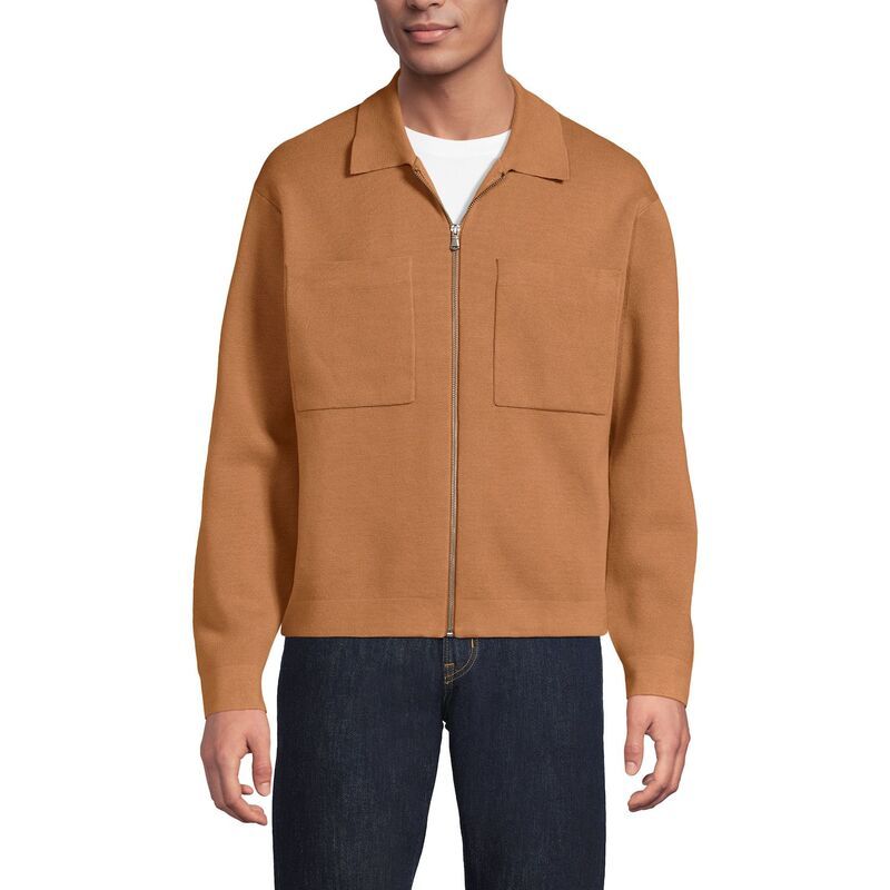 ランズエンド メンズ アウター ジャケット・ブルゾン コットン コート Mens Lands End Long Sleeve Cotton Full Zip Chore Coat Butter Brown ブラウン