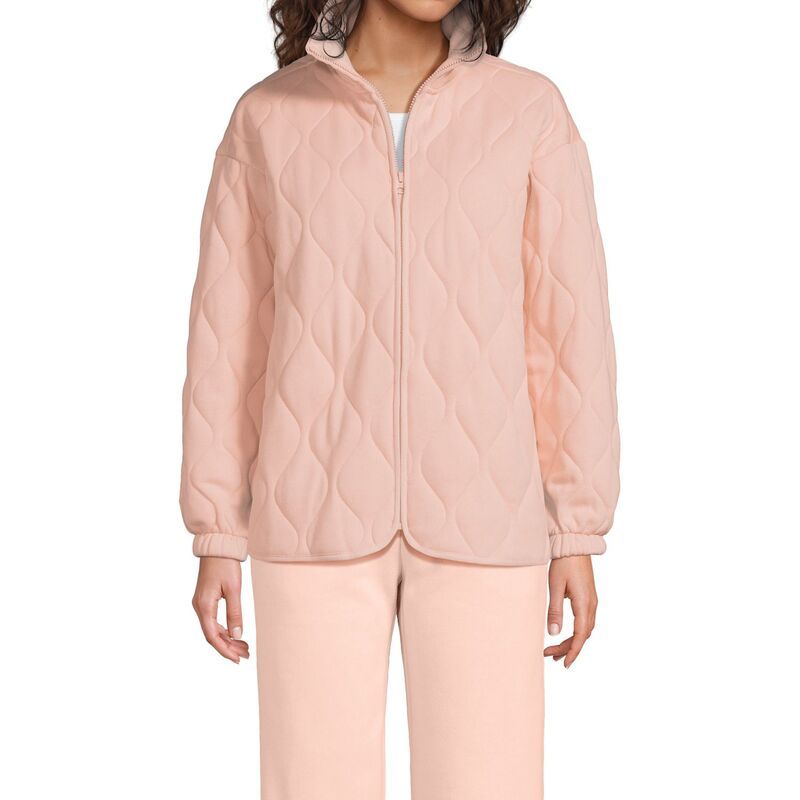 ランズエンド レディース アウター ニット・セーター キルティング スウェット シャツ Womens Lands End Quilted Rain Defenseriousweats Zip Up Sweatshirt Soft Mineral Blush ブ