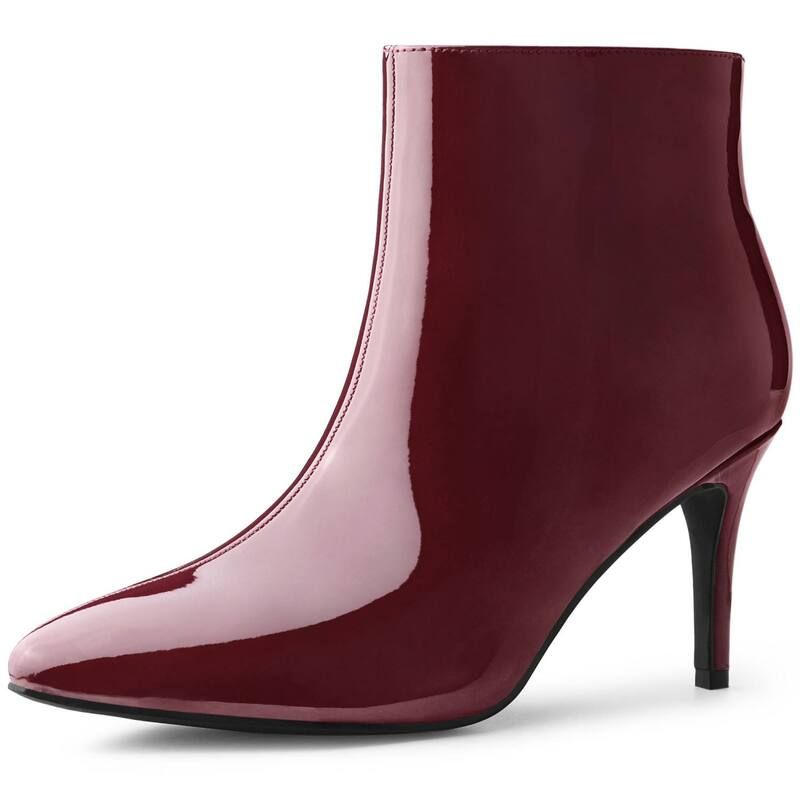 アレグラ ケー レディース シューズ ブーツ・レインブーツ アンクル ヒール ALLEGRA K Womens Pointed Toe Stiletto Heel Ankle Heeled Boots Burgundy バーガンディ