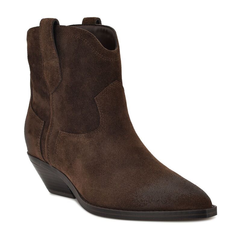 ナインウェスト レディース シューズ ブーツ・レインブーツ スエード アンクル Nine West Abreve Womensuede Cowboy Ankle Boots Dark Brown Suede ブラウン