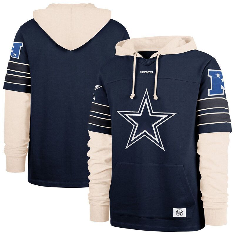 フォーティセブンブランド メンズ トップス Tシャツ パーカー 47 Brand Mens 47 Navy Dallas Cowboysplit Zone Cornerback Duo Hoodie Cow Navy ネイビー