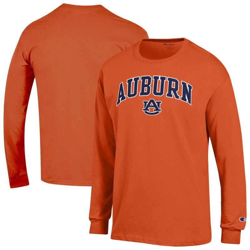 チャンピオン メンズ トップス Tシャツ ロゴ Mens Champion Orange Auburn Tigers Arch Over Logo 2Hit Long Sleeve TShirt Aub Orange オレンジ