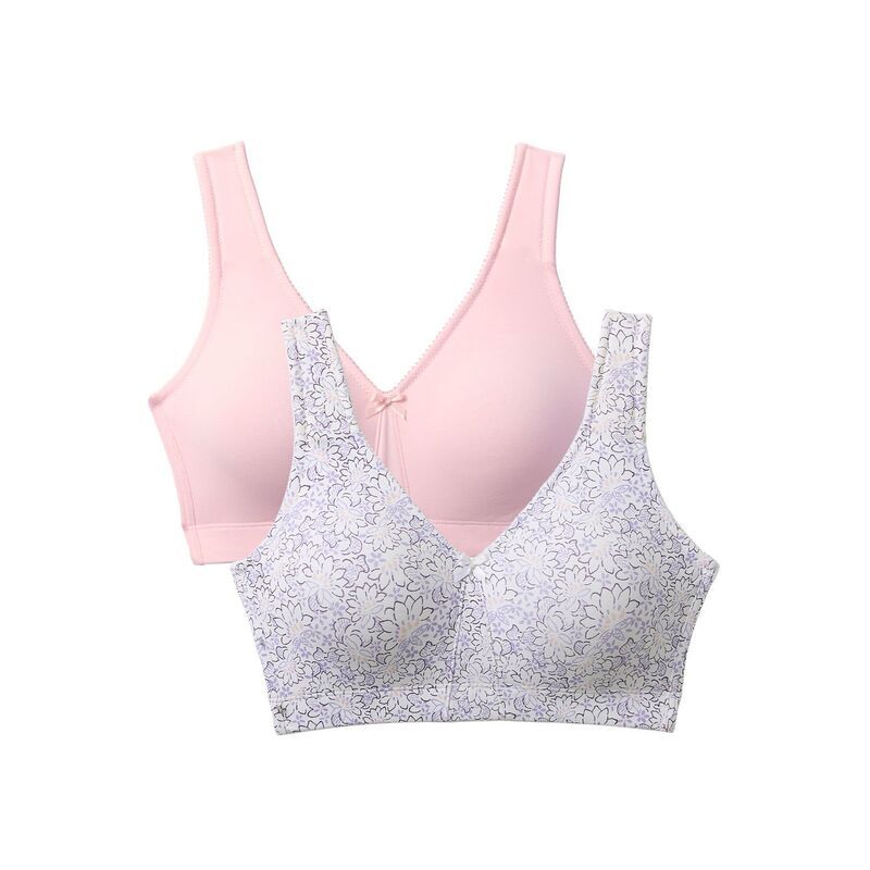 コンフォート チョイス レディース アンダーウェア ブラジャー プラスサイズ コットン Comfort Choice Womens Plusize 2Pack Cotton Full Coverage Bra Shell Pink Pack ピンク