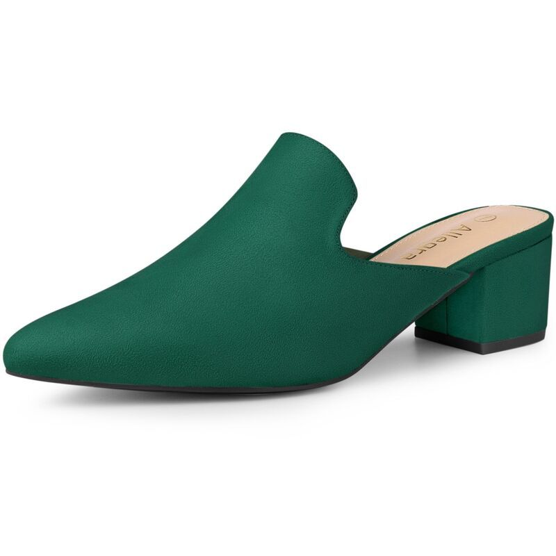 アレグラ ケー レディース シューズ サンダル ヒール ALLEGRA K Womenslip on Pointed Toe Chunky Heelslide Mules Green グリーン