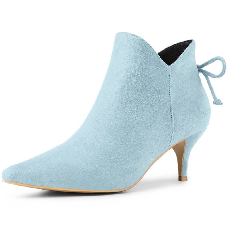 アレグラ ケー レディース シューズ ブーツ・レインブーツ アンクル ヒール ALLEGRA K Womens Pointed Toe Kitten Heel Ankle Bootiesky Blue ブルー
