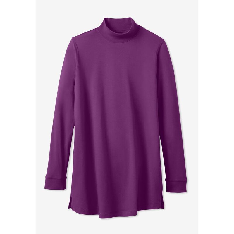 ウーマン ウィズイン レディース トップス Tシャツ モックネック プラスサイズ Woman Within Plusize Perfect Mockneck Tunic Medium Heather Grey グレー