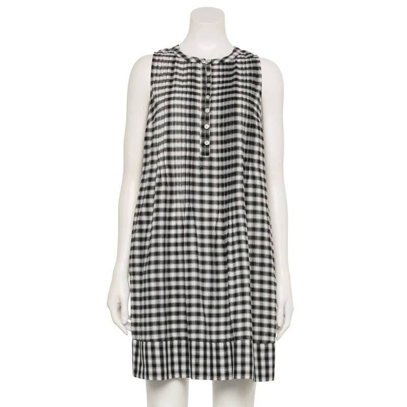 ソノマ レディース トップス ワンピース プチ ノースリーブ Petite Sonoma Goods For Life Sleeveless Pintuck Dress Ivory Black Check アイボリー